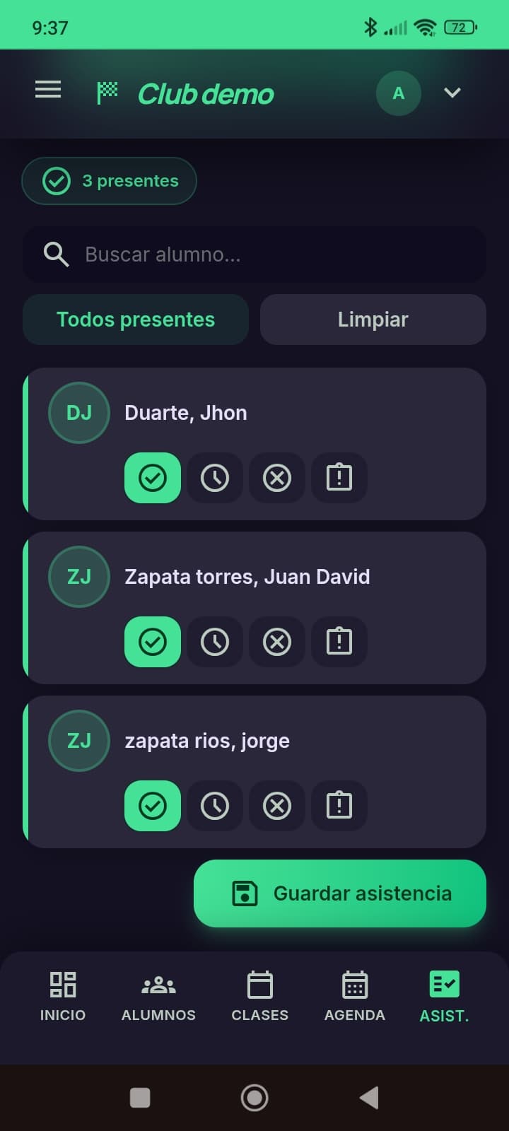 Módulo de asistencia en mobile