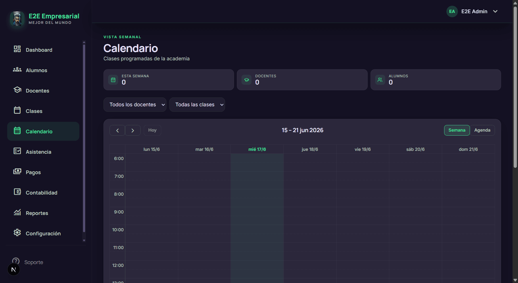Calendario de clases en Activisport